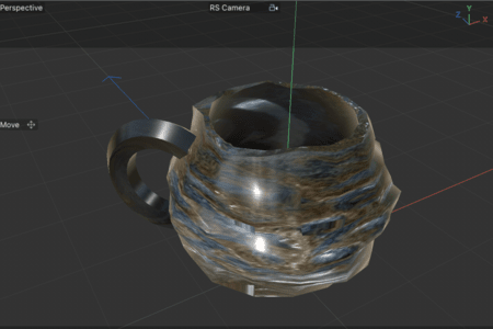 <b>Adding custom materials to objectst</b><br>I added material to the mug, making it more realistic. I photographed the material of the mug’s surface using my phone, created a new mug material in Cinema 4D, and applied it to my designed object.