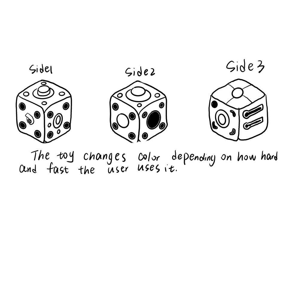 The cube can detect how hard and fast the user presses it. The pressure sensor inside triggers different colors based on the force applied. This makes it a responsive and fun stress-relief toy.