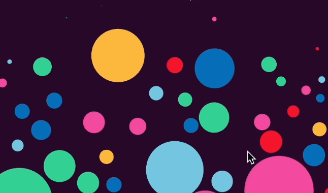  In this GIF, colorful circles of various sizes float against a dark background. The movement of these circles is synchronized with the sound of water pouring. When the water flows steadily, the circles gently drift, and when the water splashes, they bounce and interact more vibrantly, creating a playful and dynamic visual.