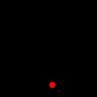 This GIF captures the interactive animation I created, where a red ellipse transitions between various shapes including a rectangle and a triangle. The shapes change dynamically against a black background as I press different keys.