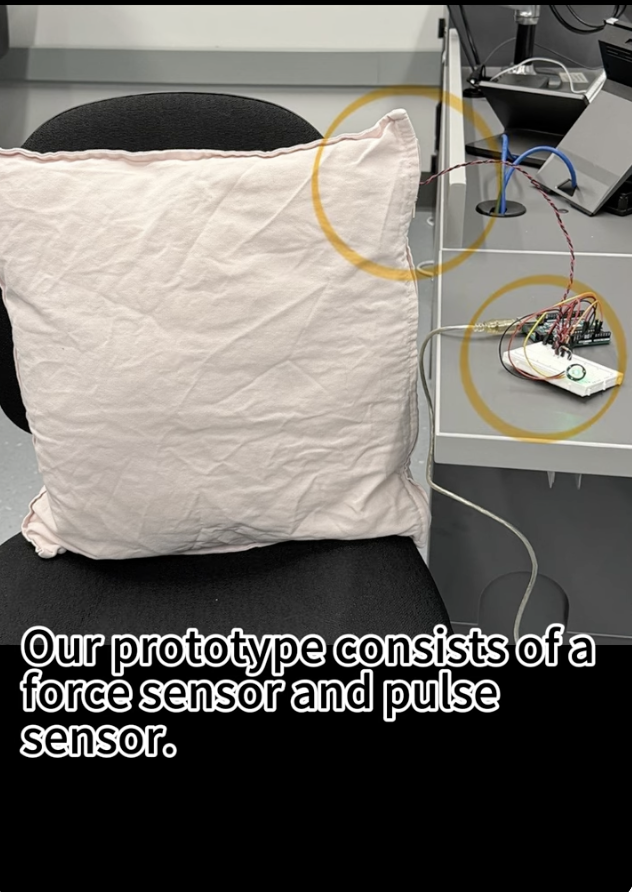 Project 3 builds on the directions from Projects 1 and 2, exploring how real-time environmental data can shape visual output to help users relax. In this stage, we replaced the previous light sensor with a force sensor and a pulse sensor to create a more personal and responsive media experience.

The prototype uses an Arduino to read pressure changes from a force sensor in the cushion and heart-rate data from a wristband pulse sensor. When the user leans on the cushion or wears the wristband, the sensors send data to TouchDesigner, which then triggers different visuals. High heart rates activate fast and intense animations, while stable heart rates produce calm and gentle motions. This system can remind users to slow down or support calming and meditation.

Through this project, we learned how to connect multiple sensors and transform real-time data into interactive visuals. By experimenting with particle effects and mapping sensor values to visual behaviors, we created a system that turns physical input into meaningful feedback for relaxation.